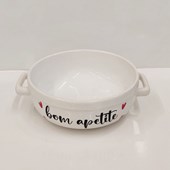 Bowl de Cerâmica com Alça Frase Bom Apetite