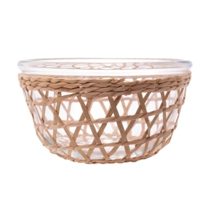 Bowl Tigela de Vidro com Fibra Natural 24cm