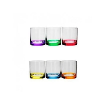 jogo 6 copos vidro cristal coloridos 290ml