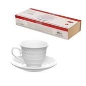 Conjunto De Xícaras Café Chá Branco Porcelana com Pires 6 Peças