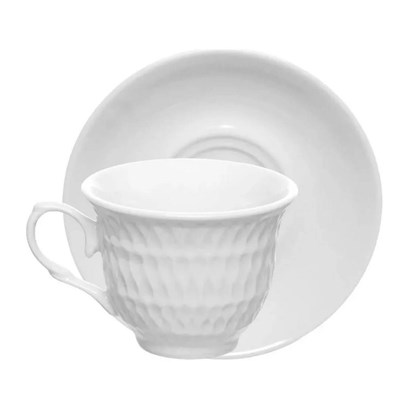 Conjunto De Xícaras Café Chá Branco Porcelana com Pires 6 Peças
