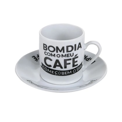 Jogo de Xícaras de Café 80ml Porcelana com Pires 12 Peças