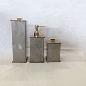 Kit de Banheiro Elegance Charm Marrom Pérola Gold
