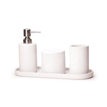 Kit Para Banheiro Em Cimento 4 Peças Branco Mart