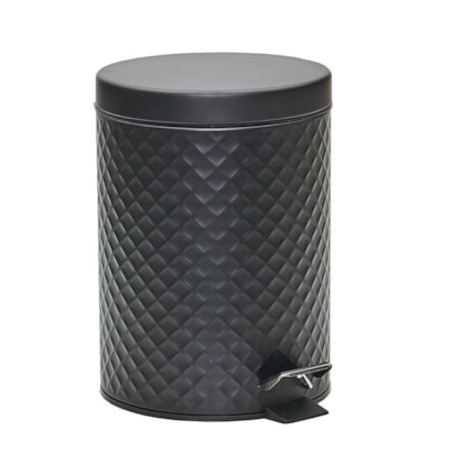 Lixeira Inox Preto 5L com Pedal Diamond