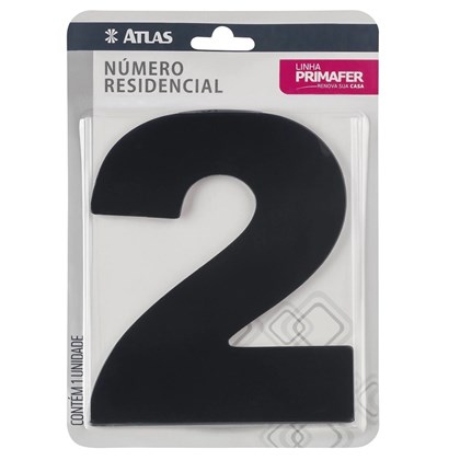 Número Residencial Adesivo 2 Acm Preto Atlas