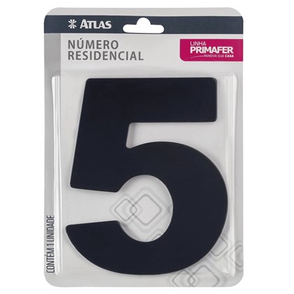 Número Residencial Adesivo 5 Acm Preto Atlas