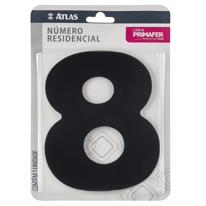 Número Residencial Adesivo 8 Acm Preto Atlas