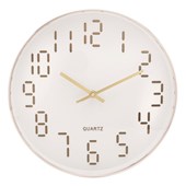 Relógio de Parede Redondo Quartz Branco e Dourado 30X4Cm Lyor