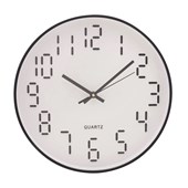 Relógio de Parede Redondo Quartz Branco e Preto 30X4Cm Lyor